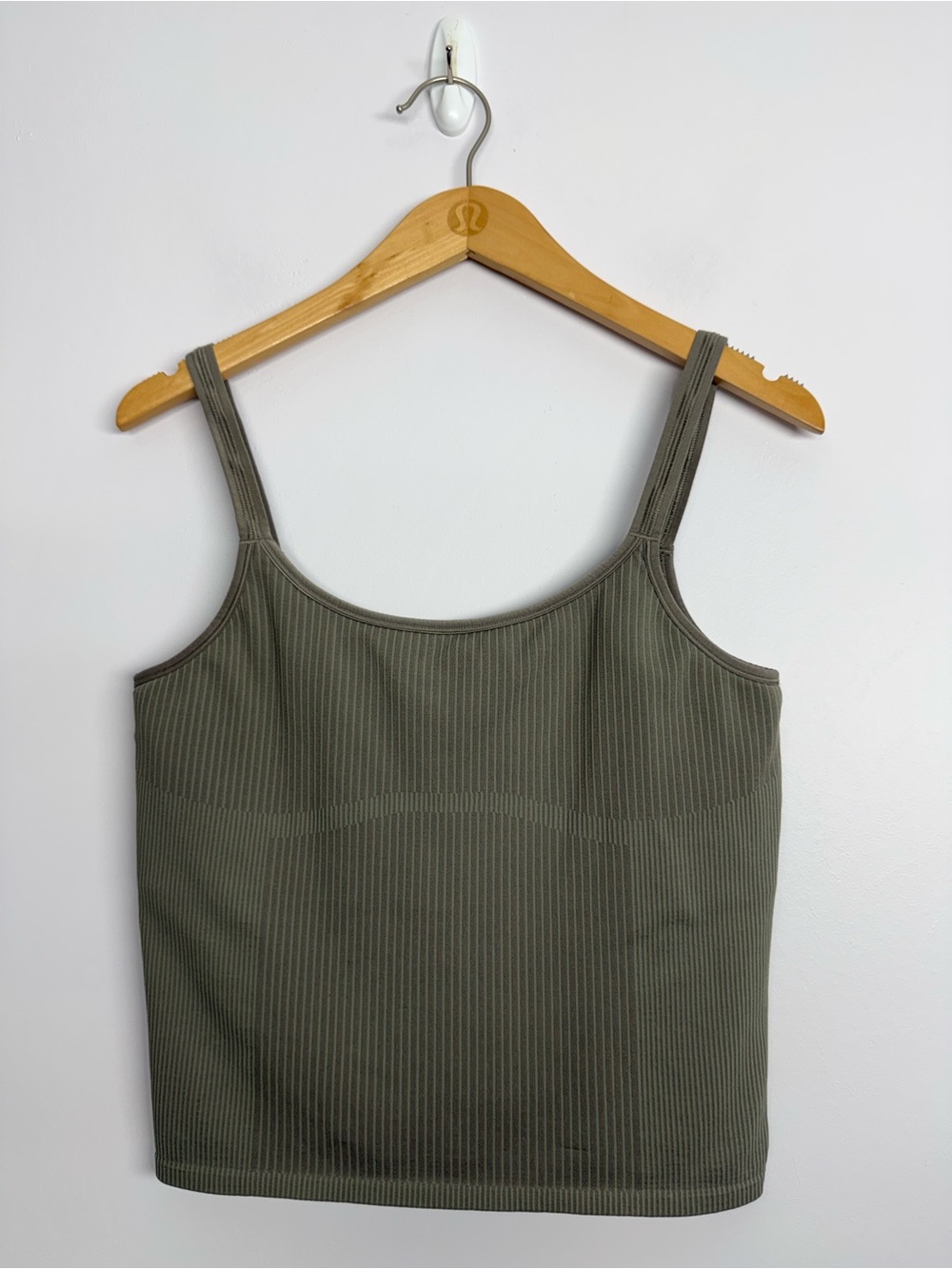 167: Lululemon Ebb to Street Scoop-Neck Cropped Tank Top B/C Warm Ash Grey Sz 12